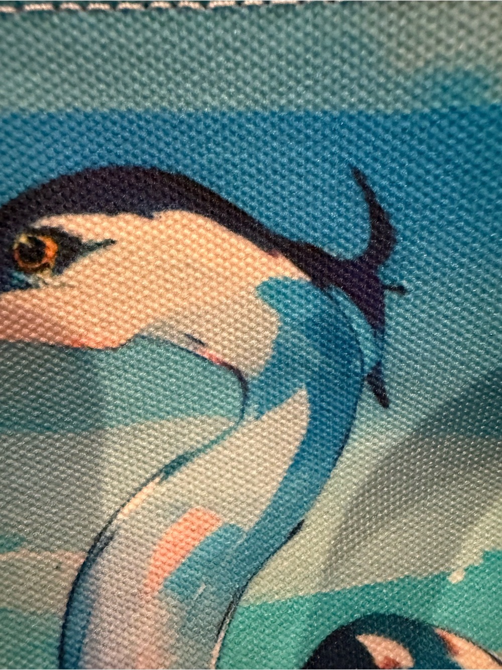 Canvas Blue Heron Watercolor Print Tote Bag Large Beach Coastal Zipper NWT Nice! - Picture 9 of 11